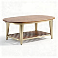 Oval coffee table with wood top and metal legs 120 x 60 x 40cm