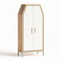 Wooden and white laminated wardrobe with modern design 180 x 80 x 40cm