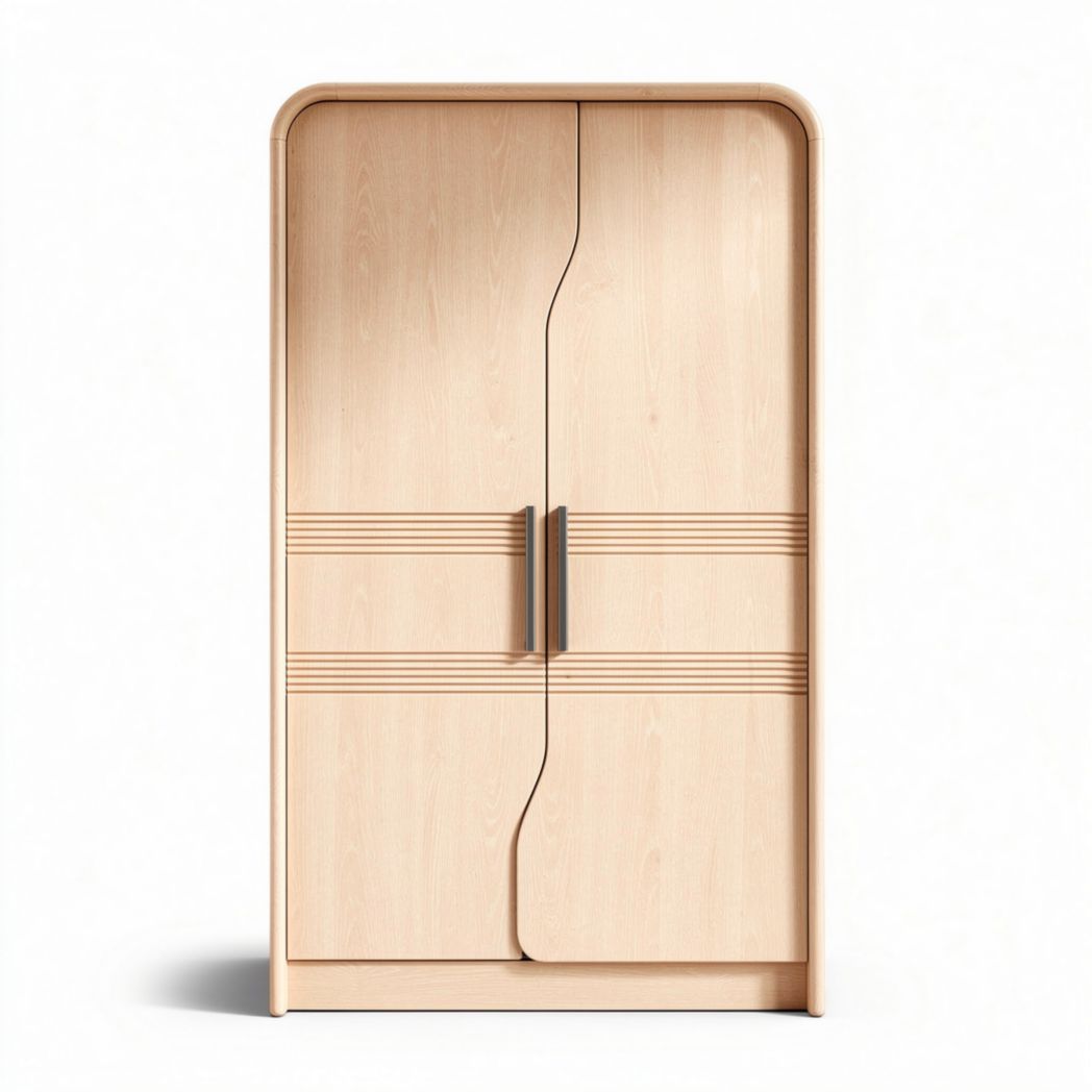 Wooden wardrobe with minimalist design and natural finish 80 x 40 x 180cm