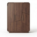 Wooden modern wardrobe with geometric design 120 x 80 x 180cm brown finish