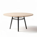 Round wooden coffee table with black metal legs 80 x 80 x 75cm