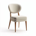 Upholstered dining chair in cream fabric with natural wood legs 45 x 50 x 80cm