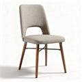 Fabric dining chair with wooden legs and upholstered back in light gray 45 x 45 x 90cm