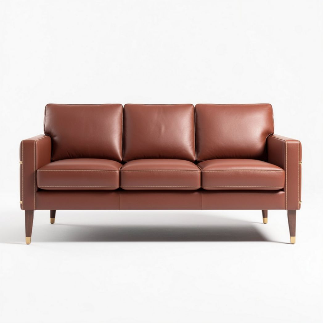 Brown leather sofa with three seating capacity dimensions 200 x 90 x 85cm