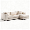 L-shaped sectional sofa in beige fabric with removable cushions 245 x 100 x 85cm