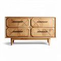 Wooden storage chest with four drawers and geometric patterns 100 x 40 x 75cm